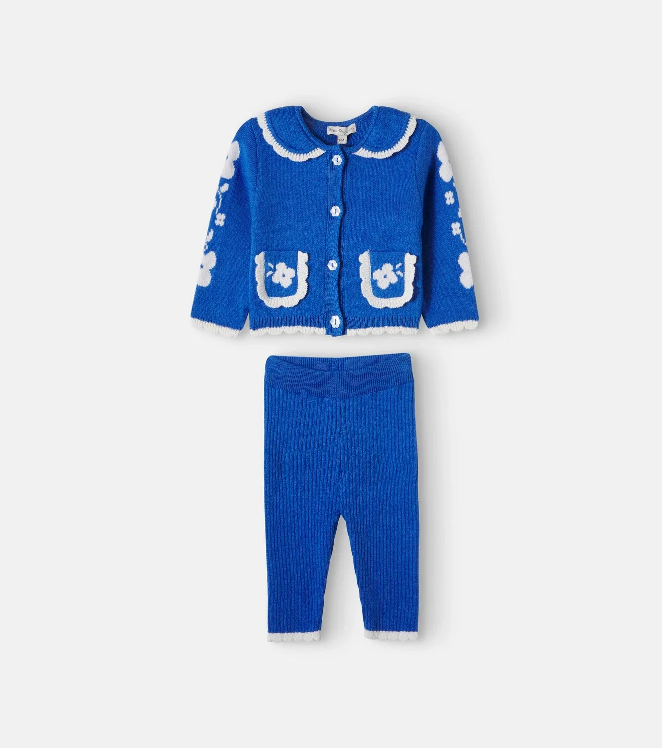 Комплект из кардигана и брюк Nordic Knit Bebe Organic, синий — фото 4