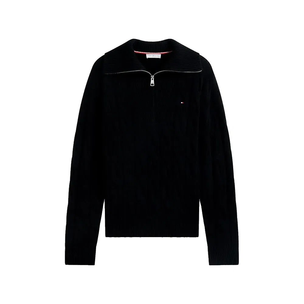 Женский свитер с полузастежкой-молнией Tommy hilfiger, Black — фото 3