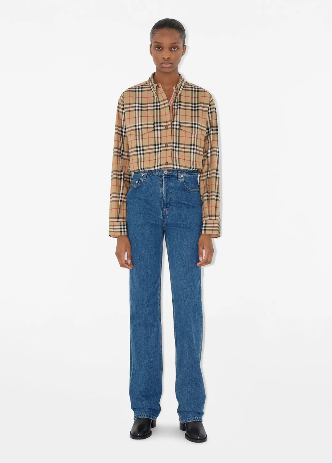 Рубашка Burberry Check Stretch, Женская, Бежевый — фото 2