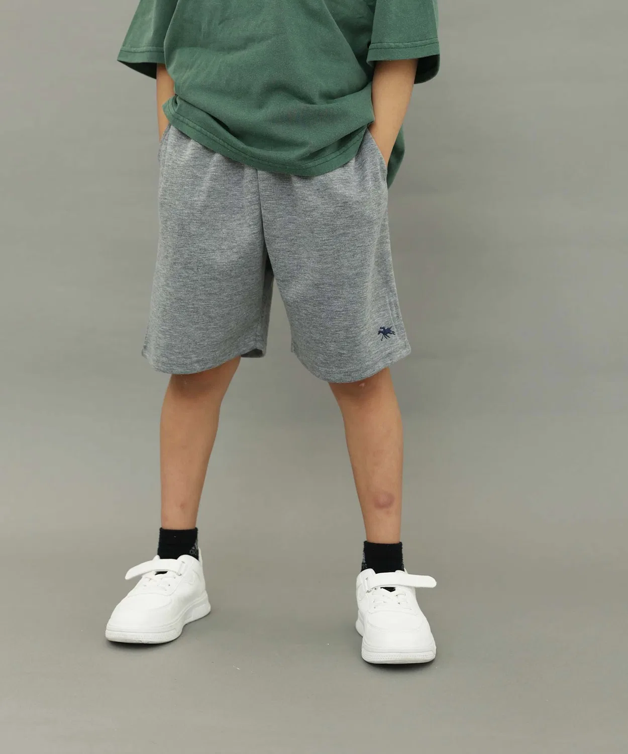Детские шорты из плотного хлопка POLOCHAMPS, Heather Grey