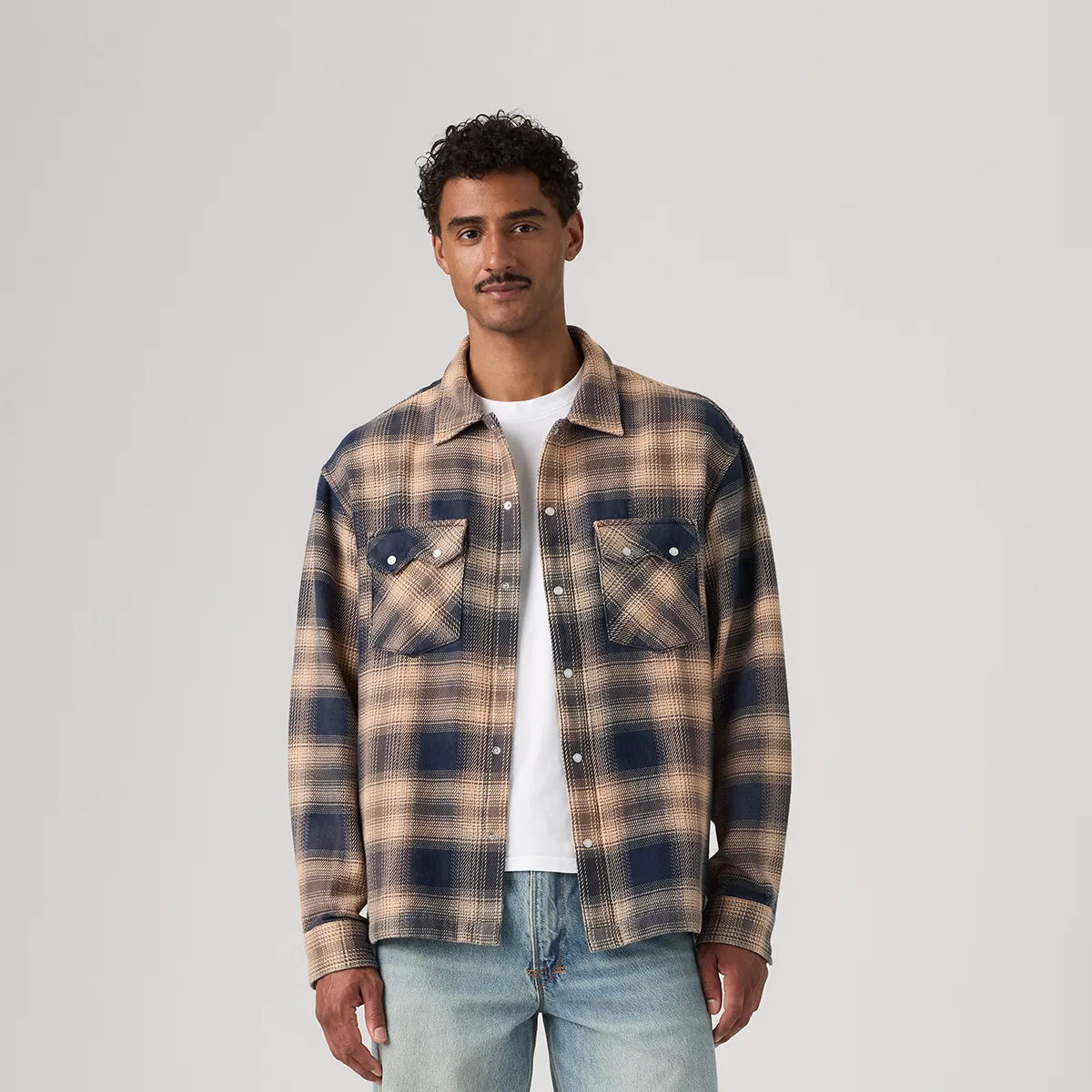 Мужская рубашка с воротником Khaki Plaid Levis — фото 4