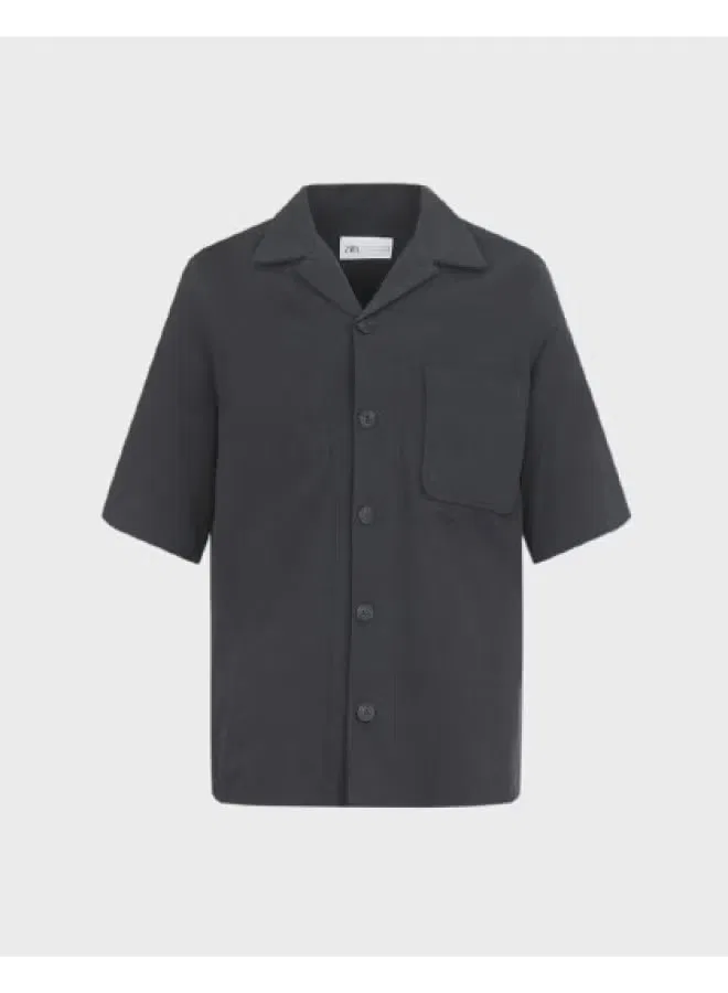Рубашка свободного кроя минималистичная серая, Zara, серый