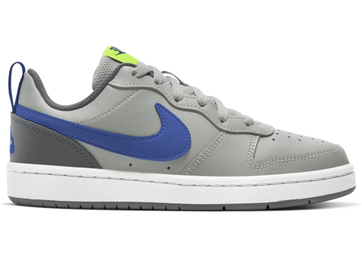 Детские кроссовки низкие Nike Court Borough Low 2, цвет Grey Fog/Iron Grey/Volt/Game Royal