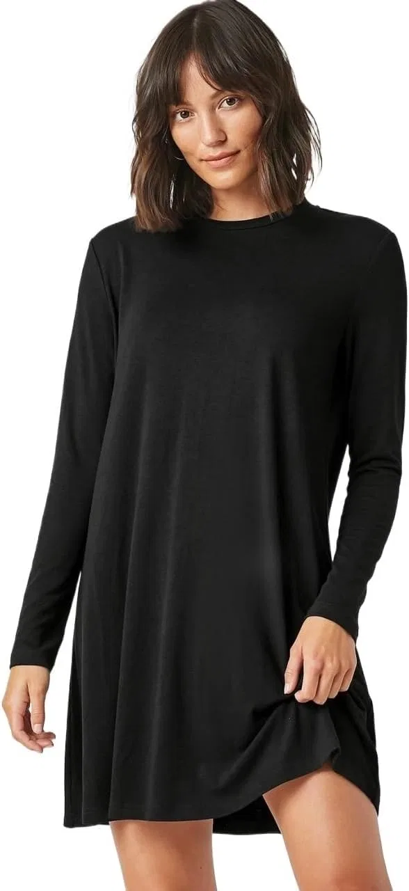 Женское короткое платье с длинным рукавом из вискозы Casual, Black