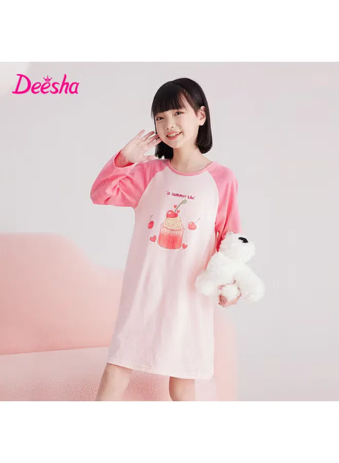 Ночная рубашка с длинным рукавом для девочки Deesha, светло-розовый