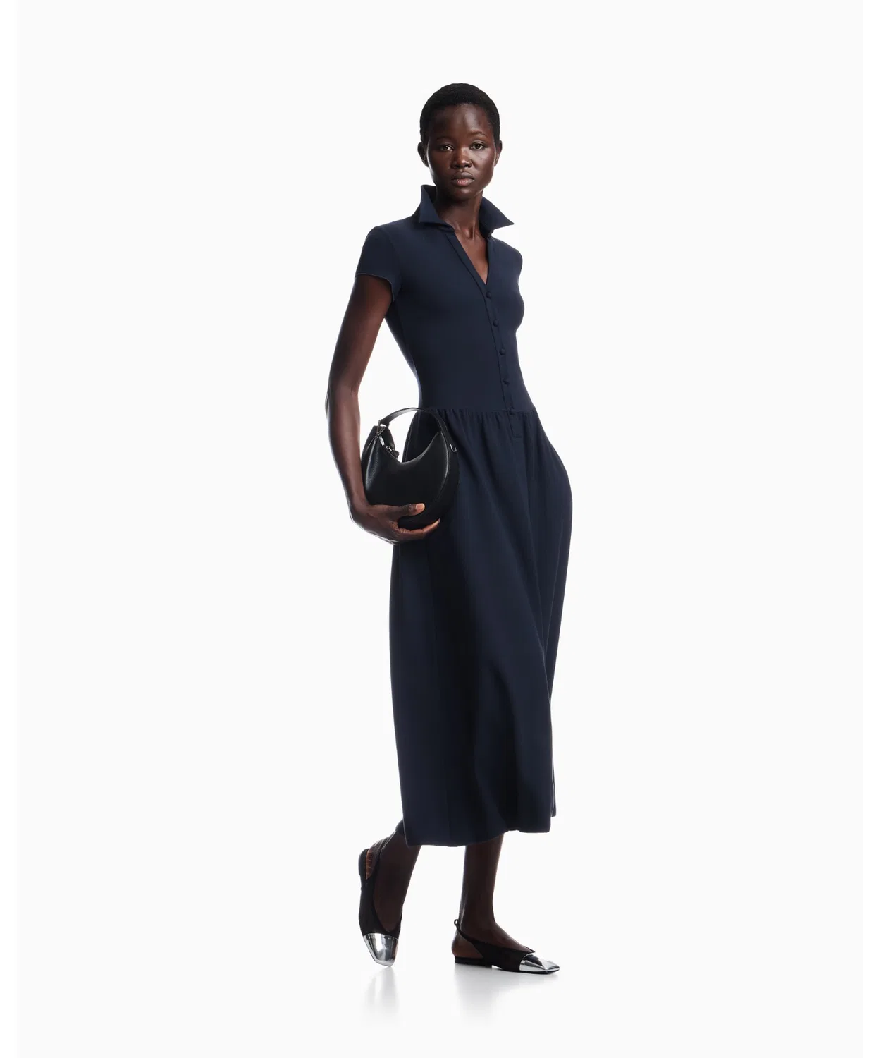 Женское платье миди с длинным рукавомEmporio Armani, Navy