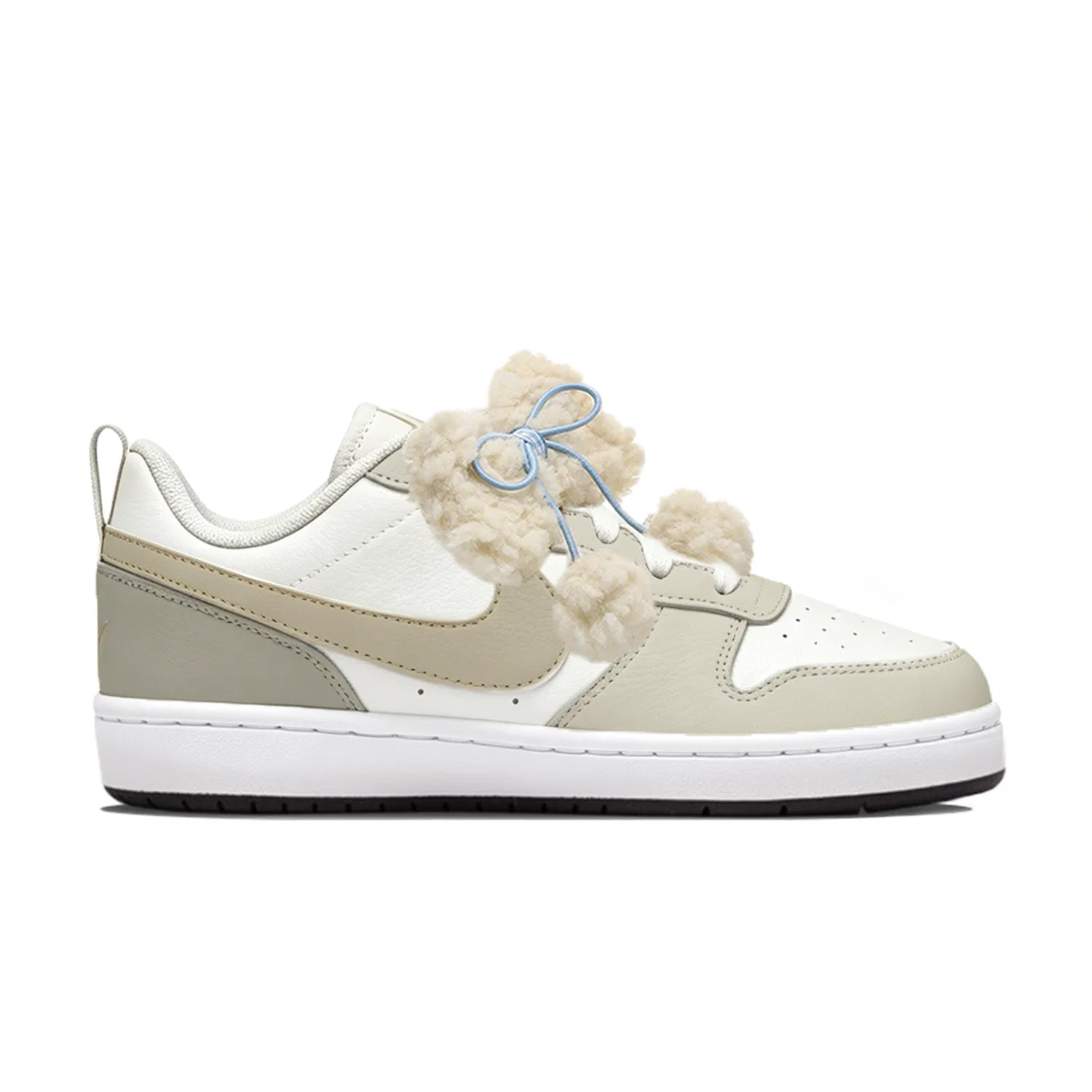 Детские кроссовки для скейтбординга с помпонами Nike Court Borough 2, Beige Brown Multicolor — фото 3