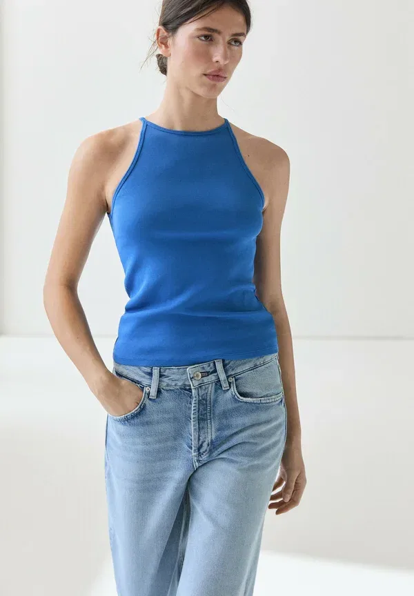 Топ хлопковый Massimo Dutti, Dark blue, темно-синий — фото 3