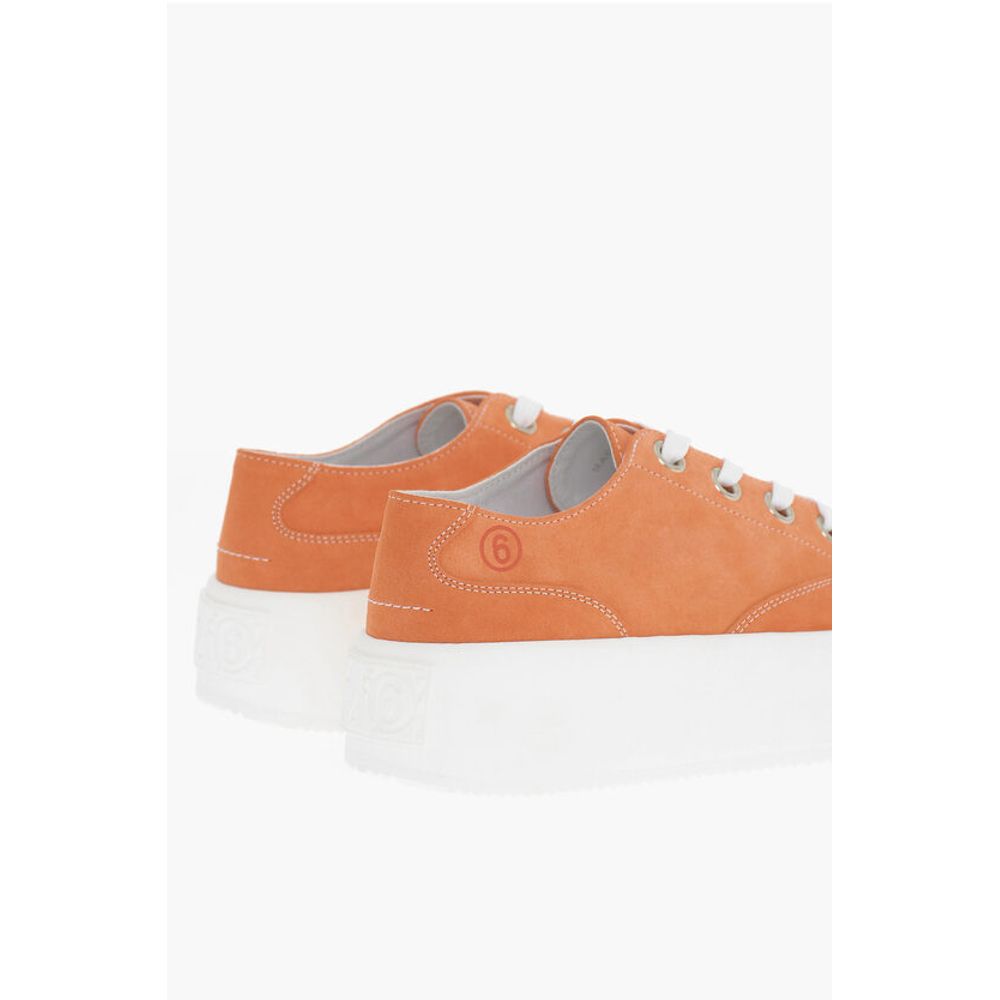 MM6 Замшевые низкие кеды с контрастной платформой 5,5 см Maison Margiela, Orange — фото 2