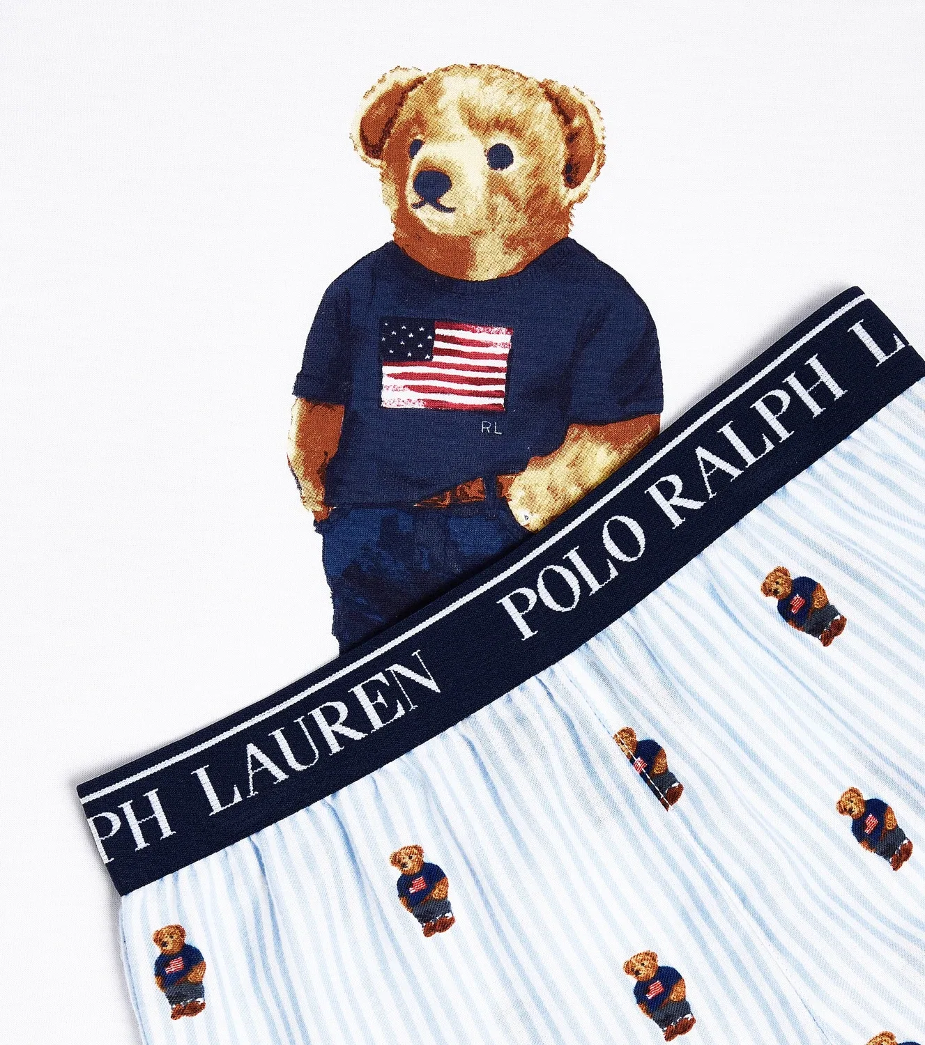 Комплект пижам с медведем Polo Ralph Lauren Kids, белый — фото 3