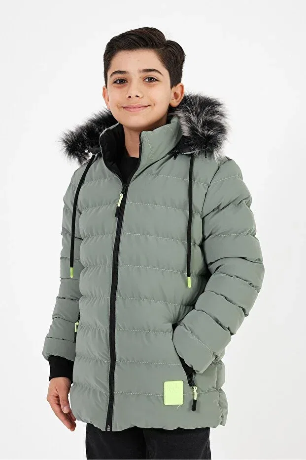 Детское пальто для девочек с капюшоном Basics Sivaist, Light Green — фото 3