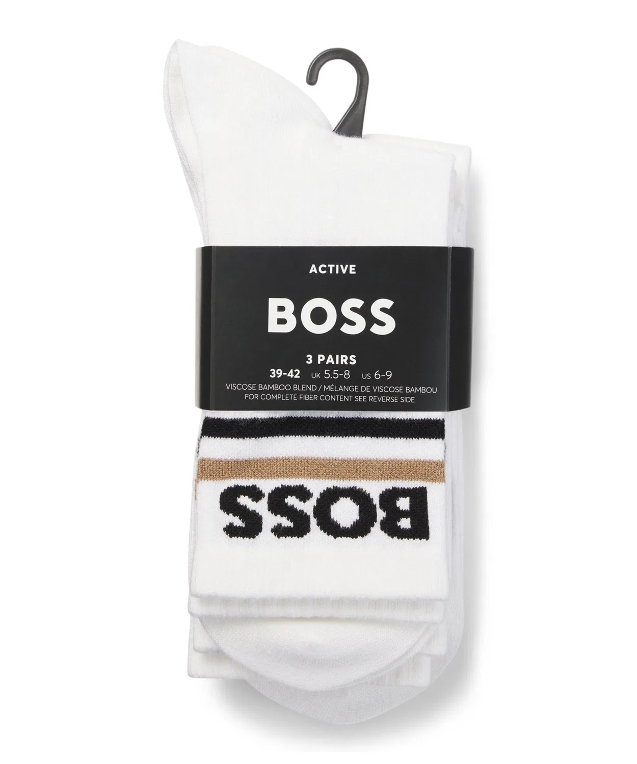 Мужские носки с логотипом, комплект из 3 пар BOSS, White