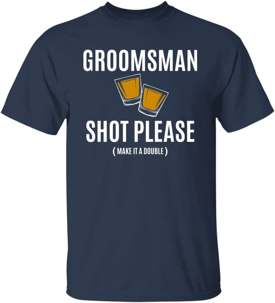 Футболка с принтом Bachelor Party Funny Groomsman Shot Please, Red — фото 3