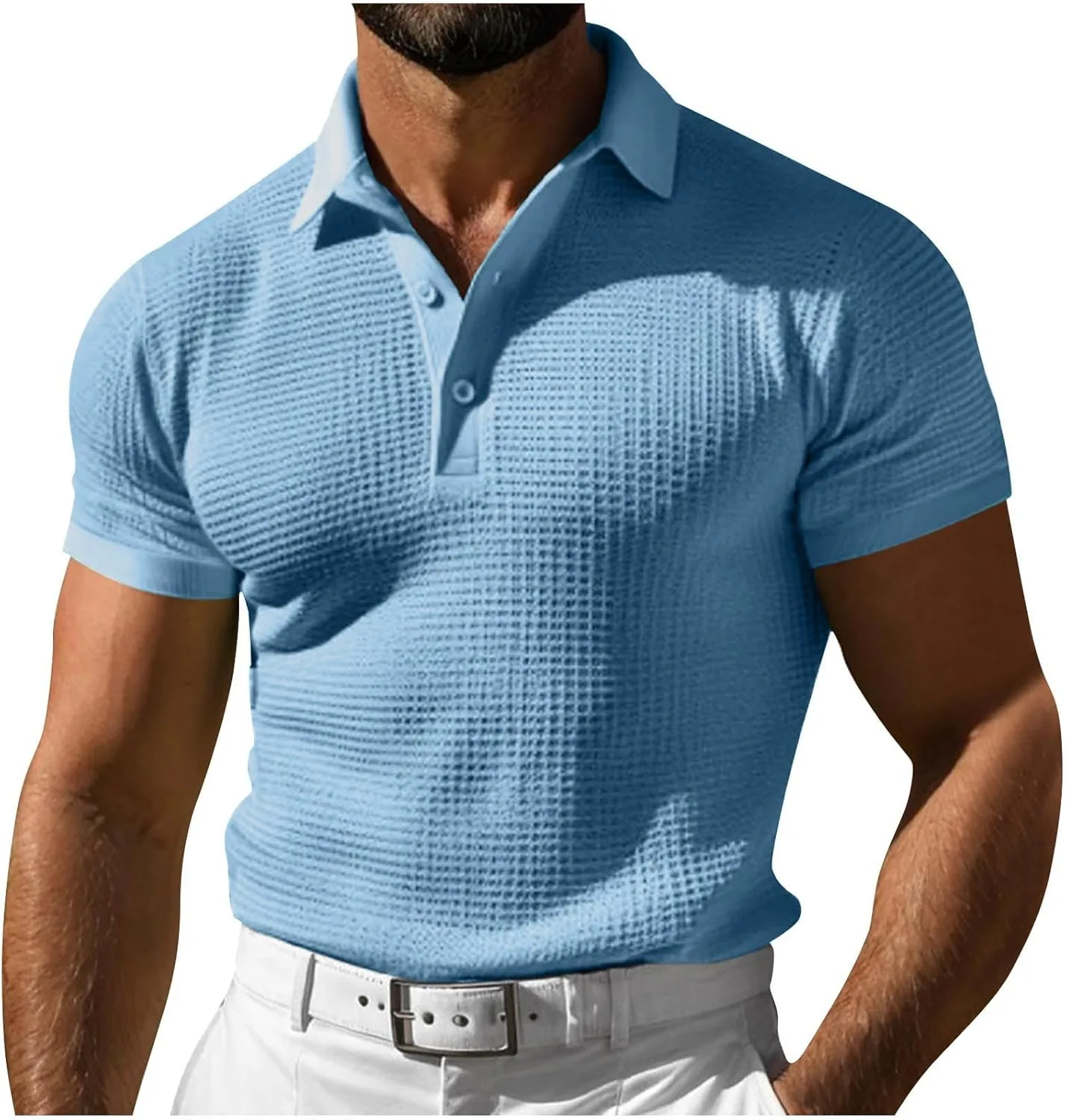 

Мужская футболка поло с V-образным вырезом, текстурированная вязка, Slim Fit