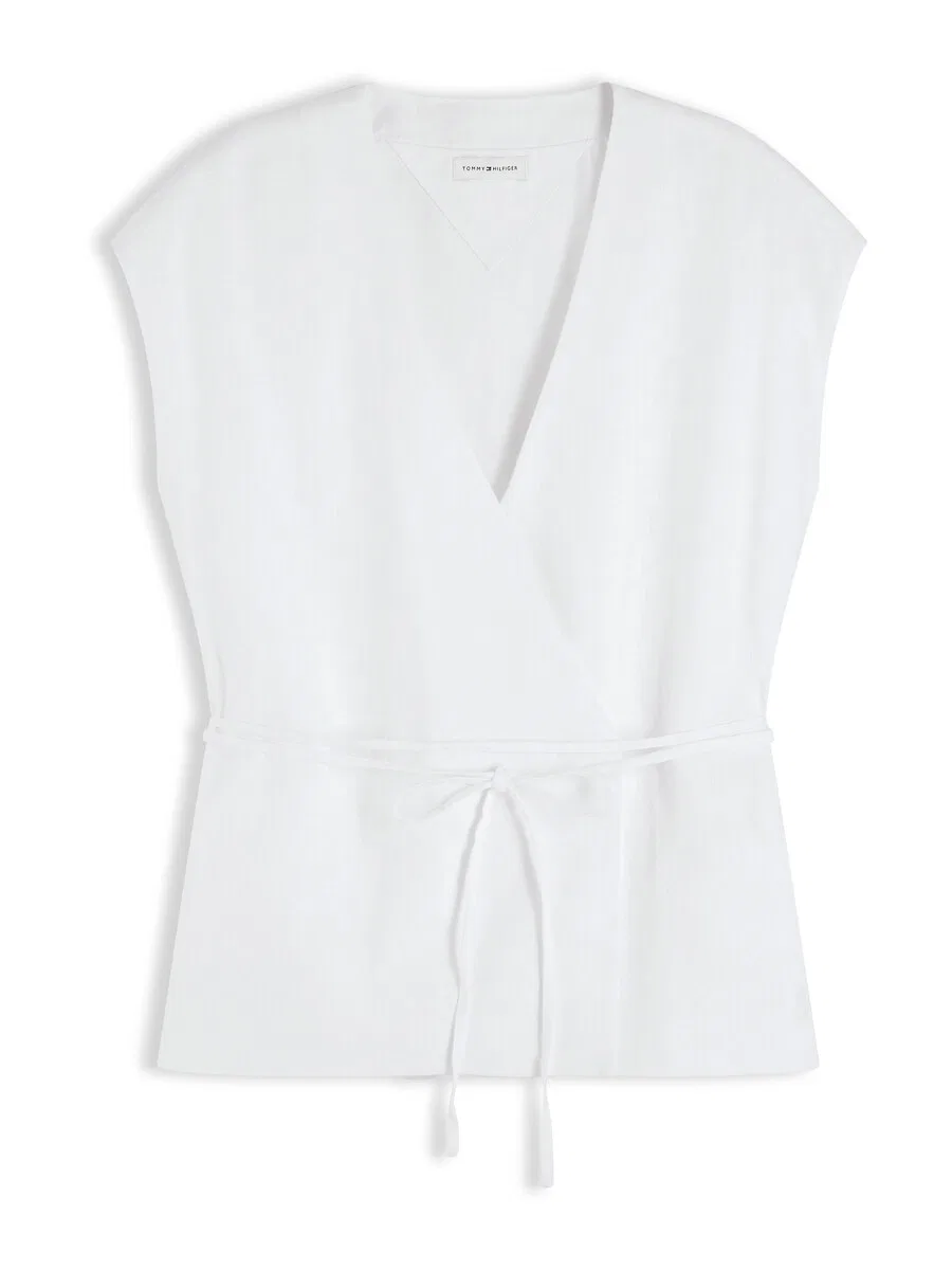 Жилет для костюма TOMMY HILFIGER 'Blend Wrap Waistcoat' белого цвета