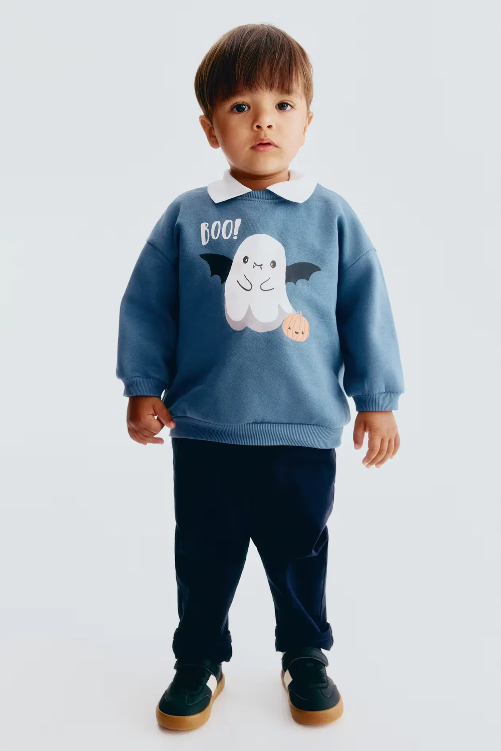 Толстовка с принтом H&M, Helles Mattblau/Boo!