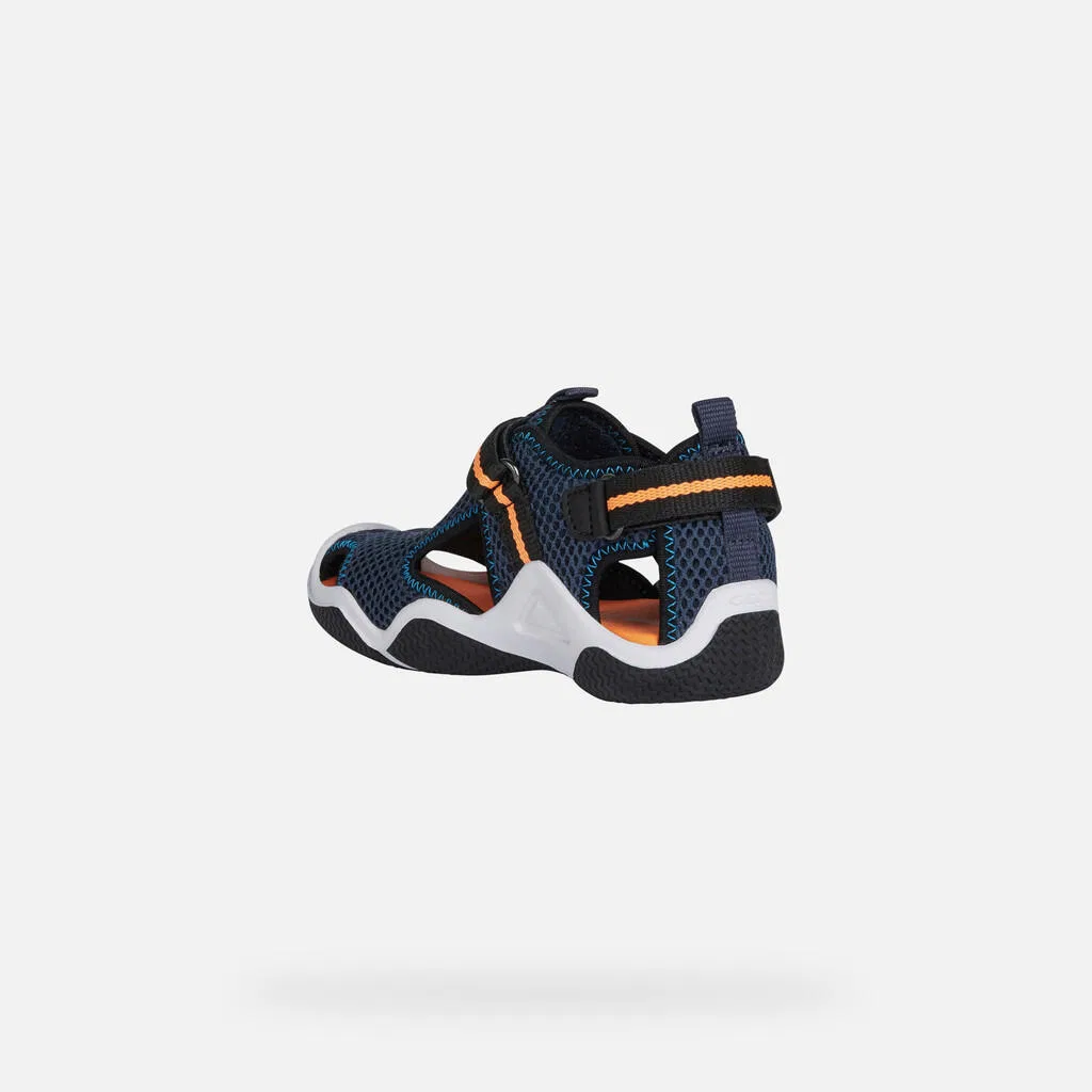 Детские водонепроницаемые сандалии Wader Geox, Turkisblau Navyblau Orangefarben Fluoreszierend — фото 4