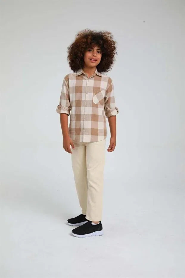 Детская рубашка для мальчиков с длинным рукавом Escabel, Brown
