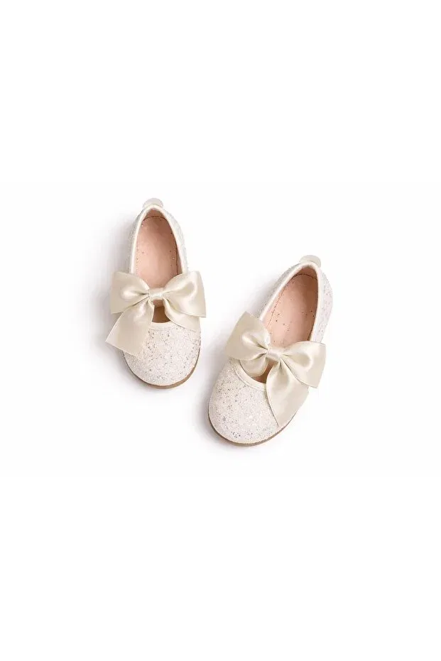Детские балетки для девочек с блестящей лентой Mia Lui, White
