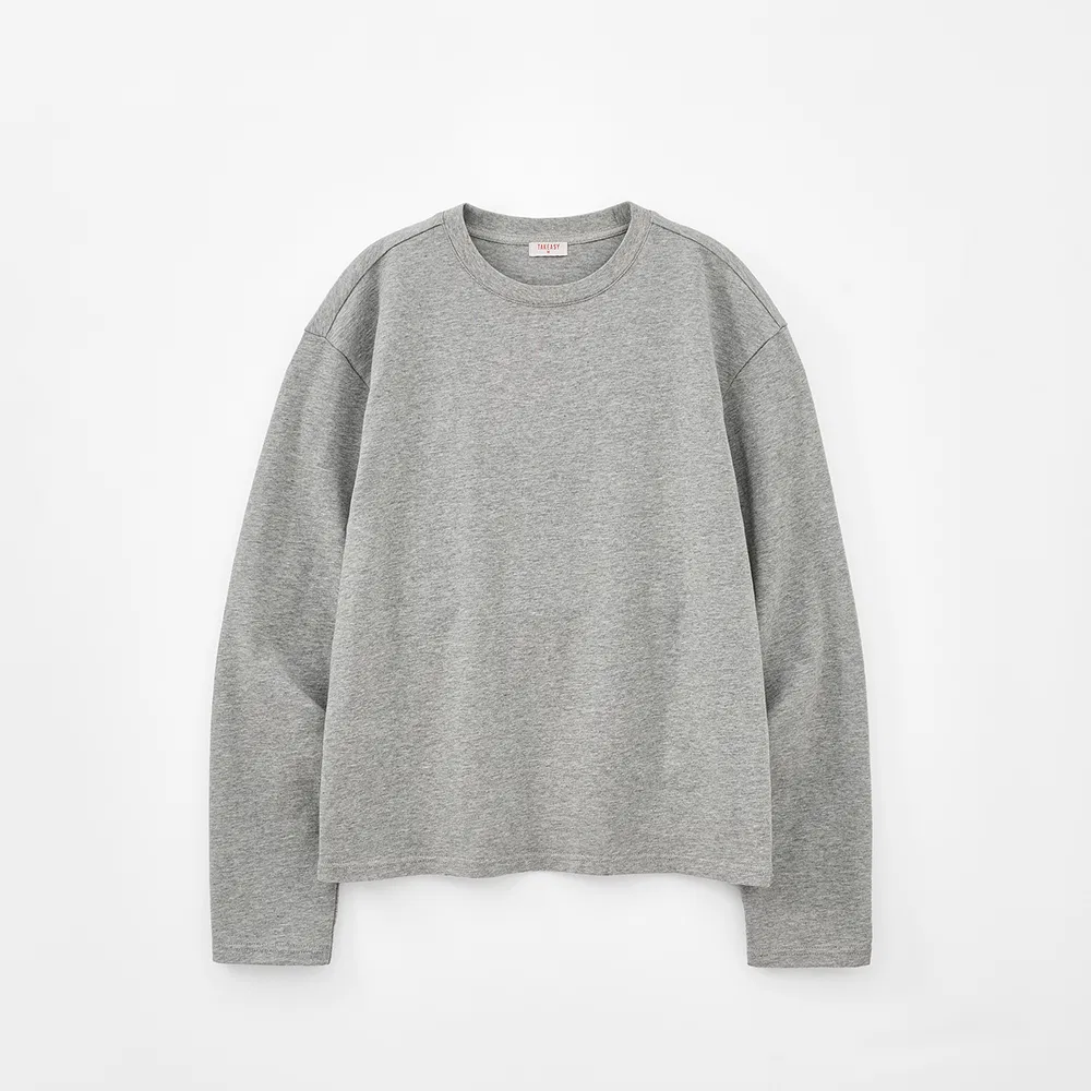 Детский лонгслив с длинным рукавом кроп TAKEASY KIDS, Light Grey