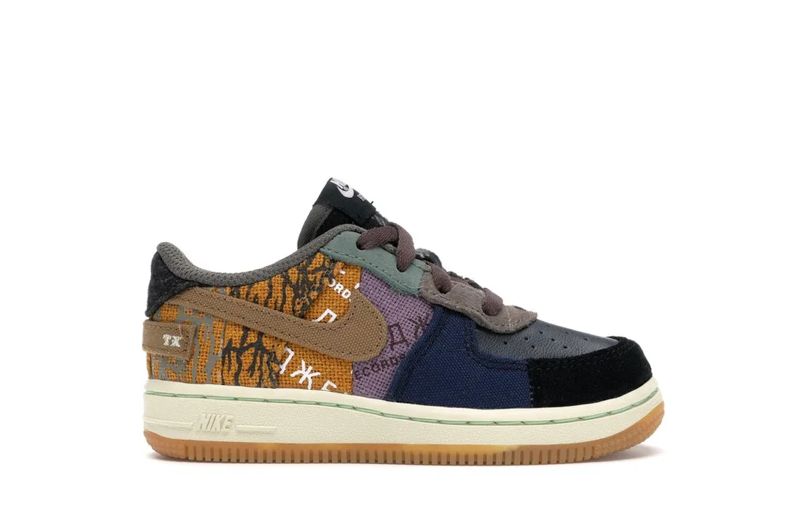 Детские кроссовки Lifestyle с принтом Nike Air Force 1 Low Travis Scott Cactus Jack, Multi-Color/Muted Bronze-Fossil