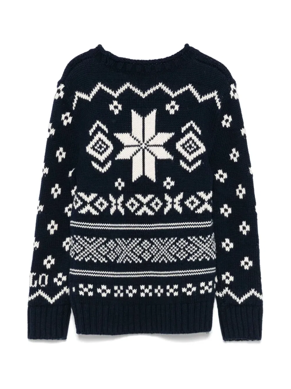 Свитер с высоким воротником с принтом Kids Snowflake Cotton-Blend Sweater Polo Ralph Lauren, Navy Combo — фото 3
