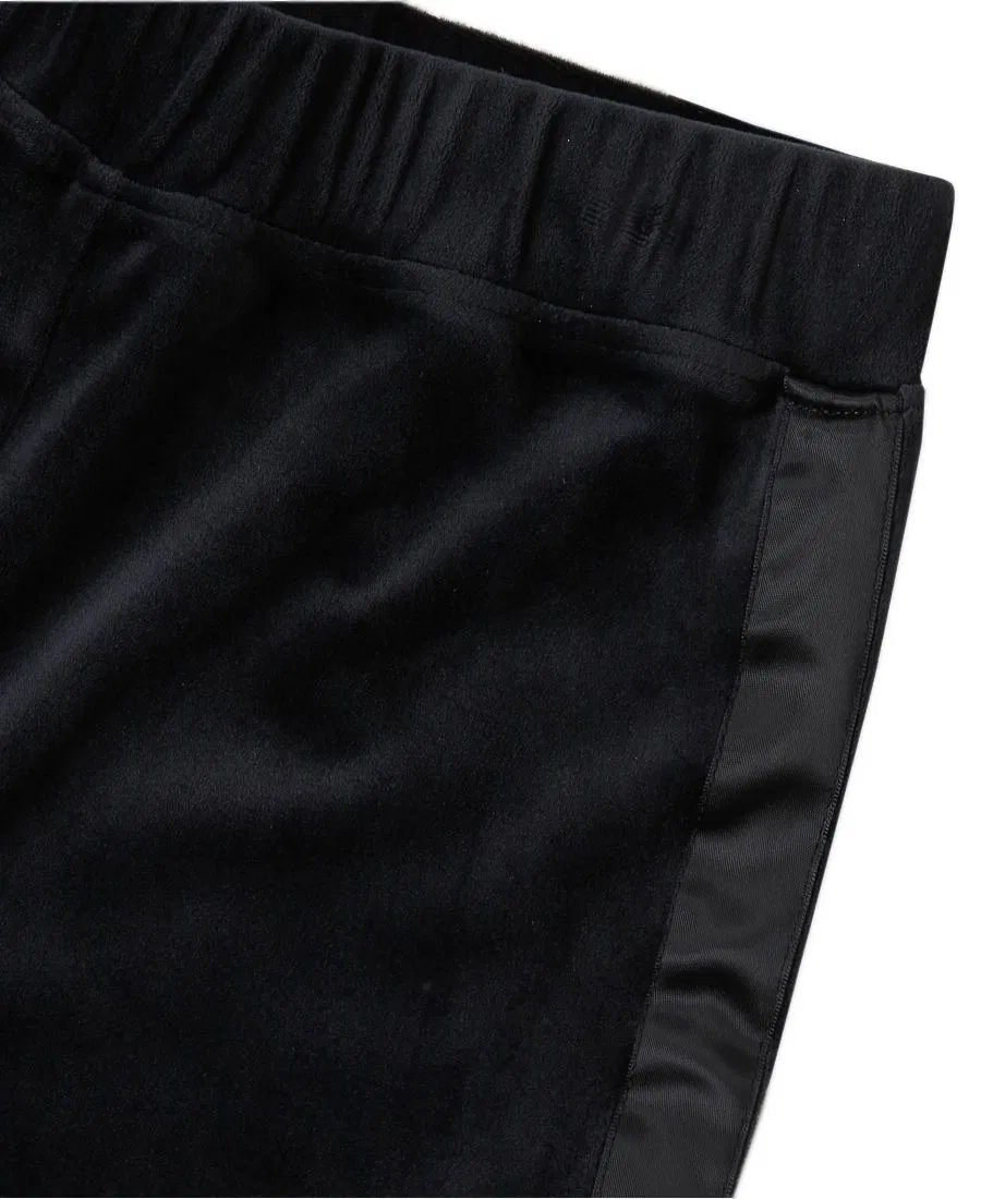 Спортивные брюки из велюра с блестящими вставками Lands' End, Black — фото 3