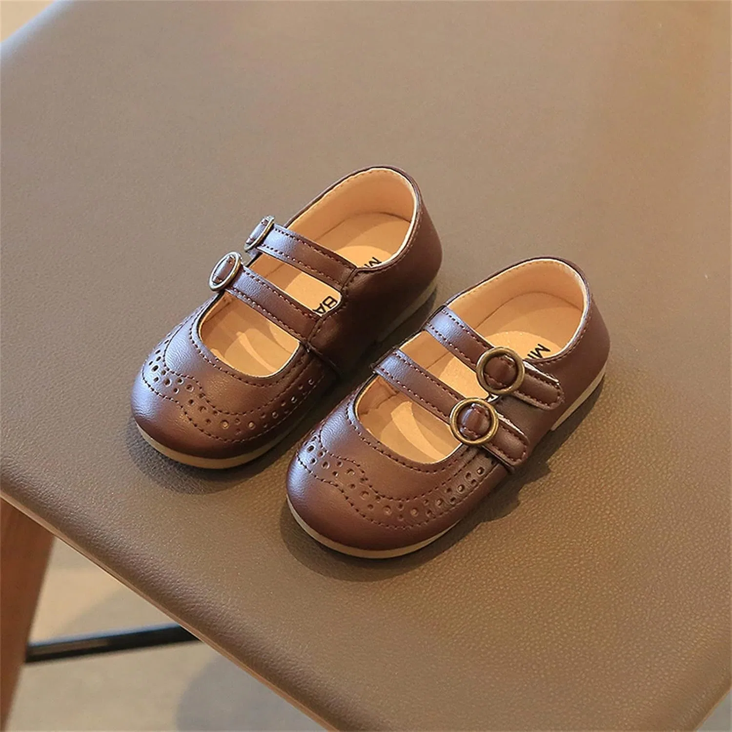 Детские ботинки для девочек с перфорацией Link Shoes Summer And Autumn, Brown — фото 4