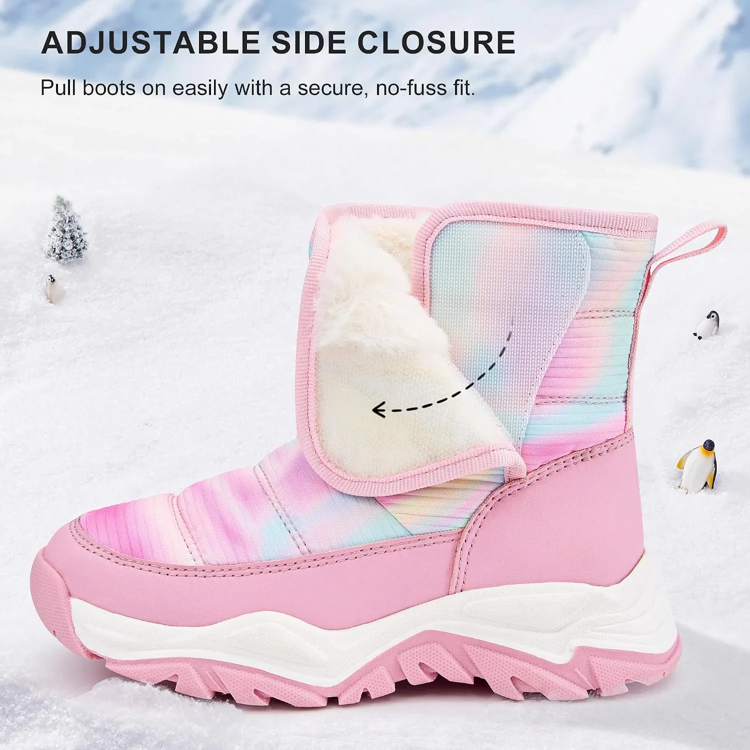 Детские зимние сапоги для девочек с утеплителем Stelle, Tie Dye Pink — фото 4