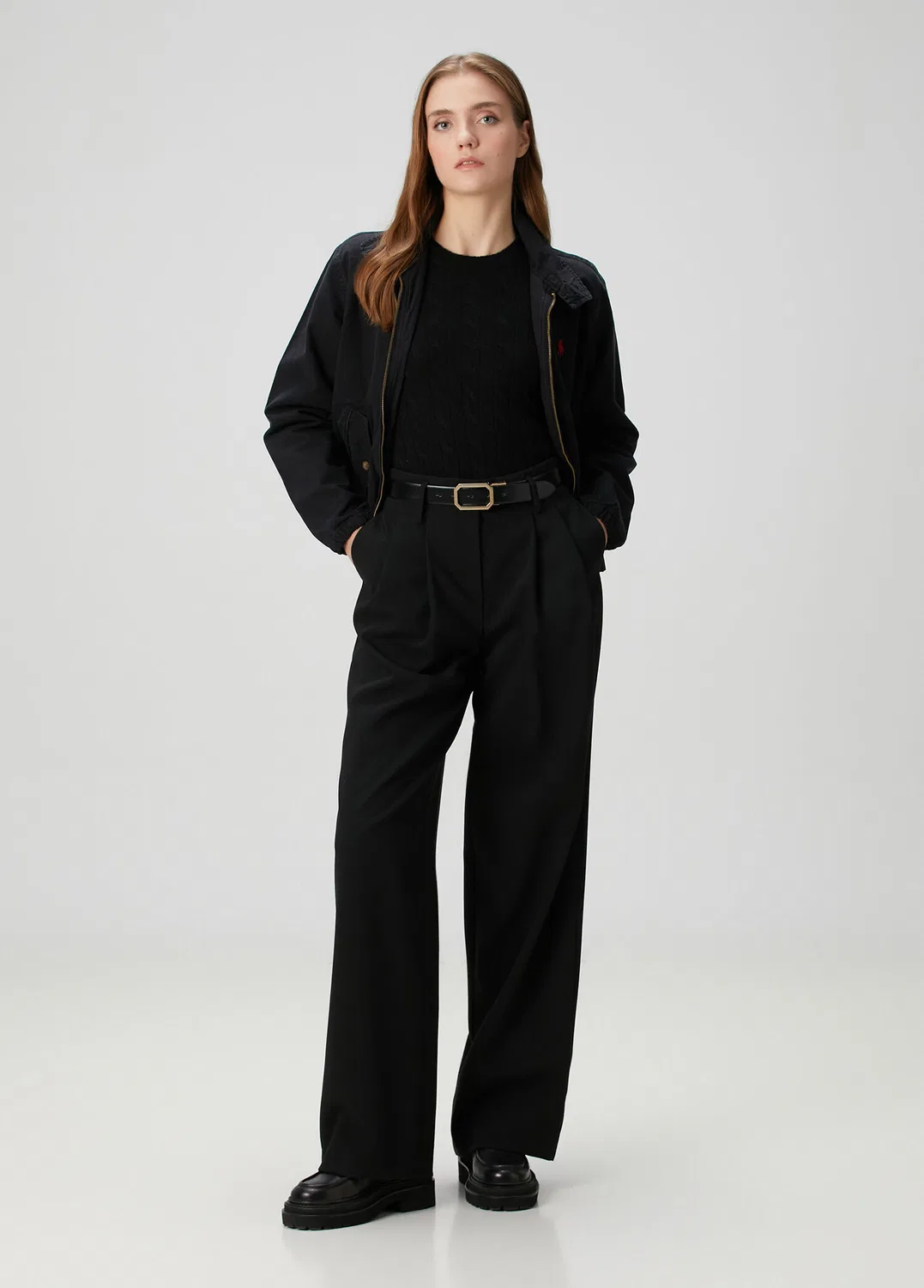 Женский трикотажный свитер с косами Polo Ralph Lauren, black — фото 2