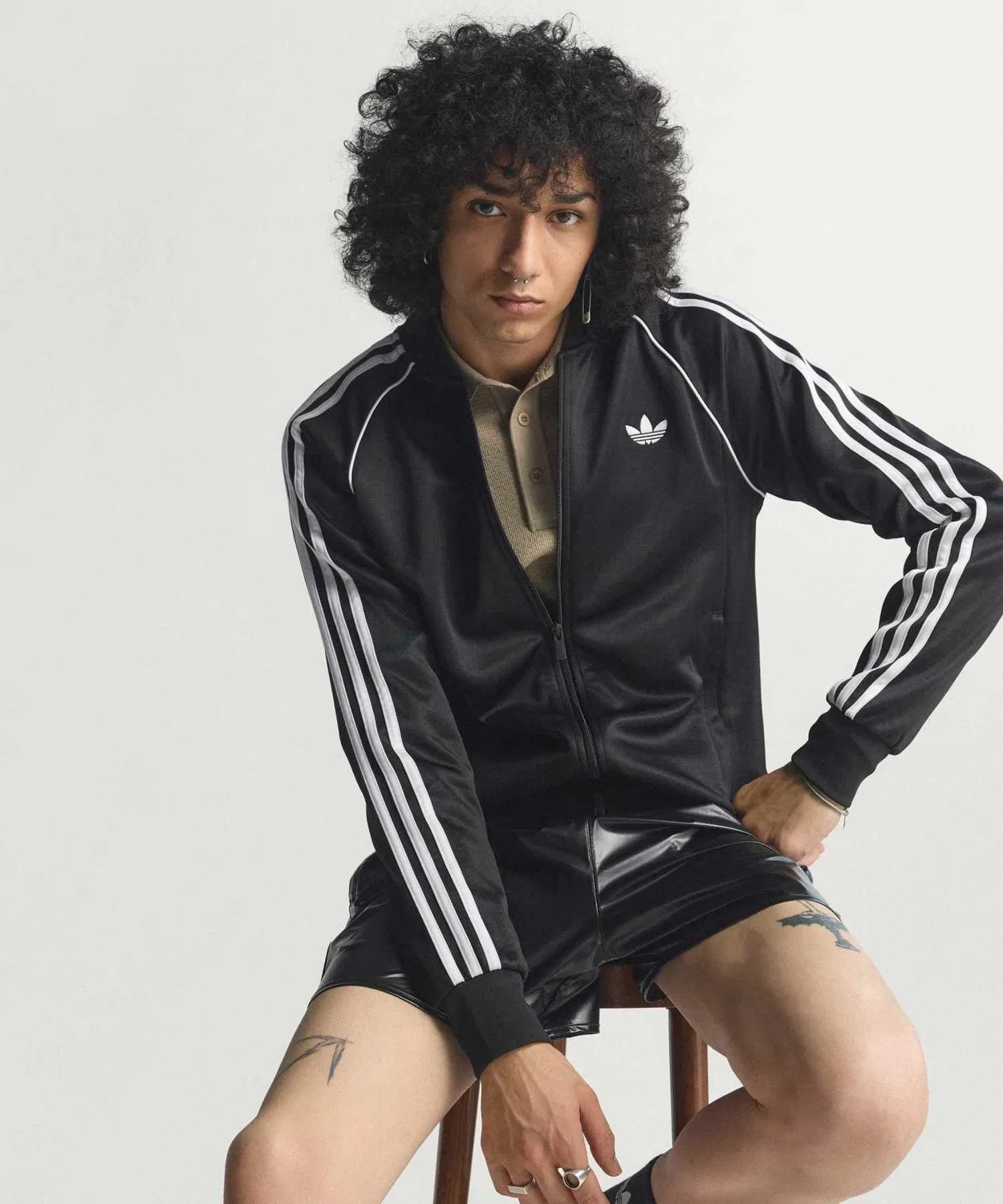 Мужская куртка-джерси с длинным рукавом Slim Fit Adidas Originals, Black