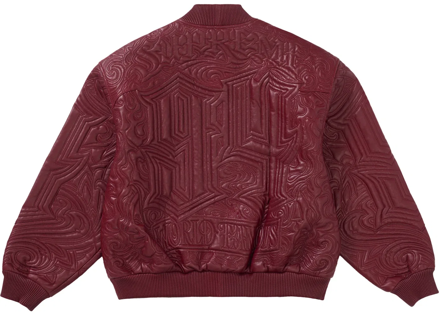 Мужская куртка из кожи с вышивкой Mister Cartoon Supreme, Burgundy — фото 3