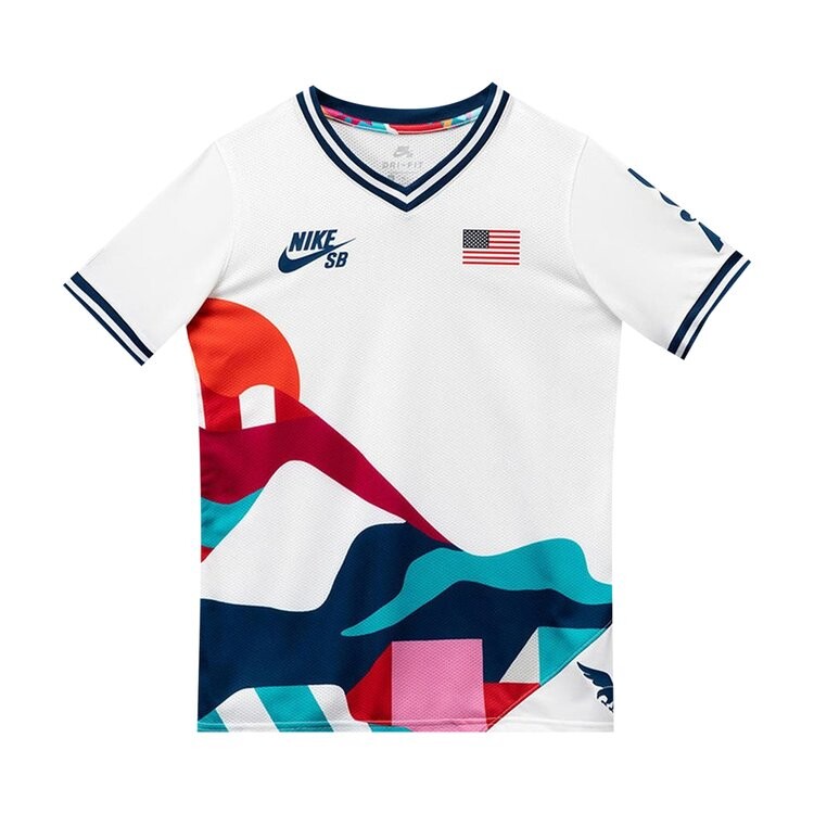 Толстовка Nike SB x Parra USA Federation Kit Crew Jersey 'White/Brave Blue', белый — фото 2