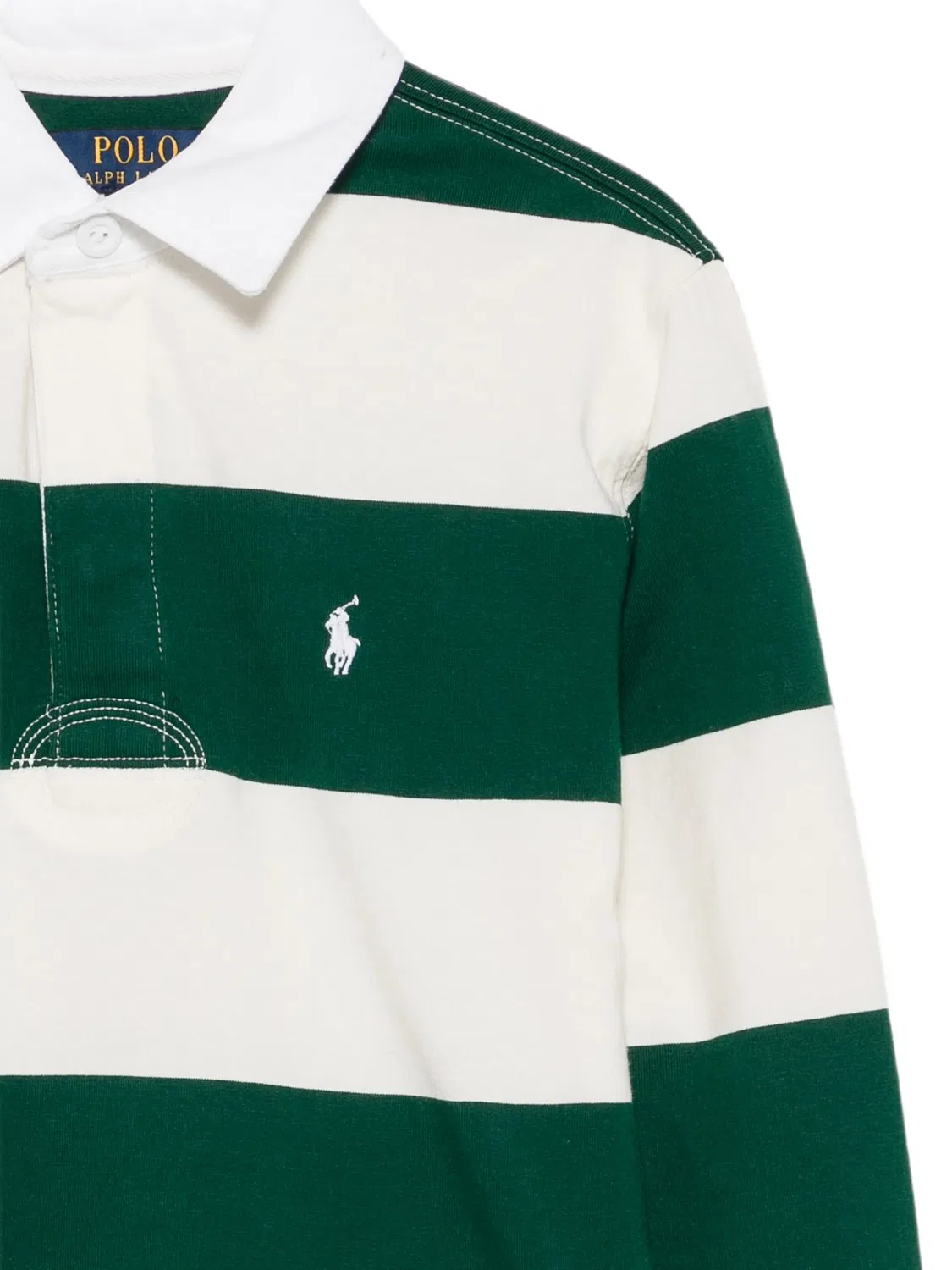 Рубашка Pony в полоску Polo Ralph Lauren Kids, зеленый — фото 3
