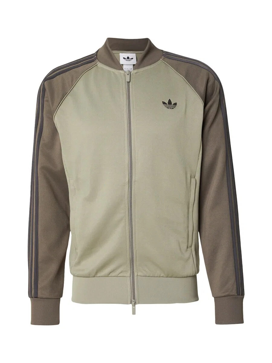 Худи на молнии ADIDAS ORIGINALS 'SST' зеленого и хаки цвета