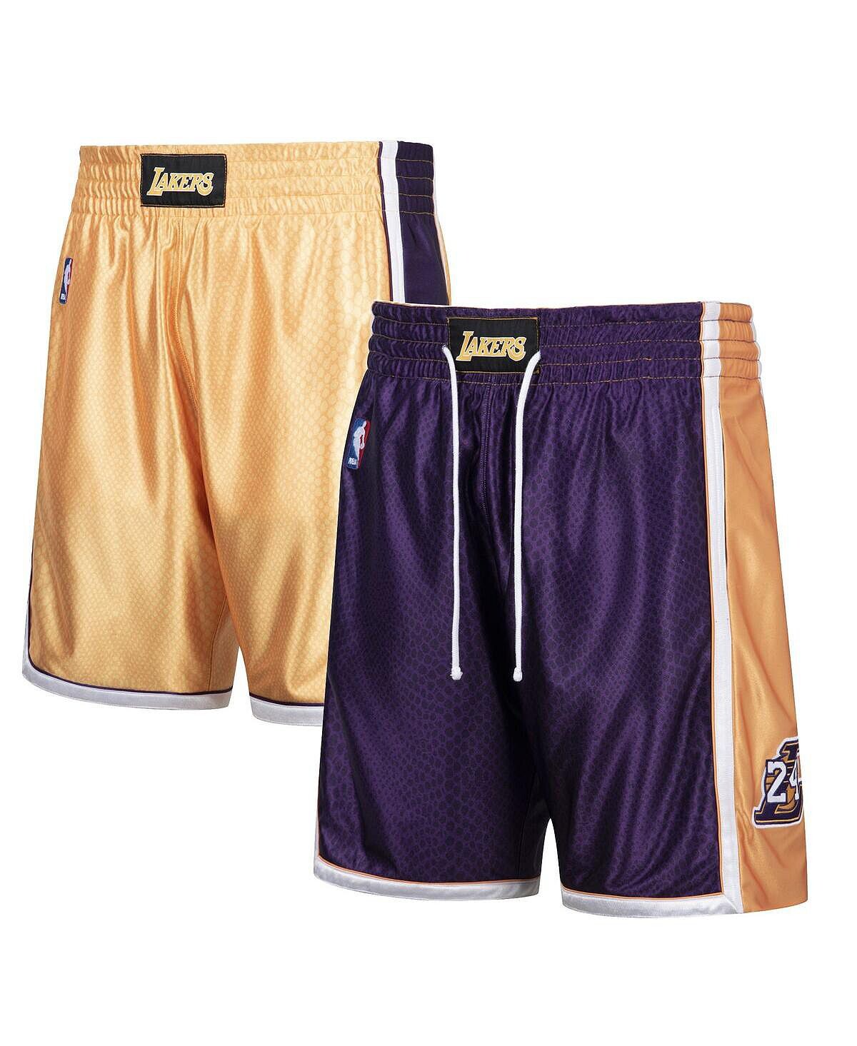 

Мужские двусторонние шорты los angeles lakers authentic золотистого и пурпурного цвета с изображением коби брайанта Mitchell & Ness, мульти