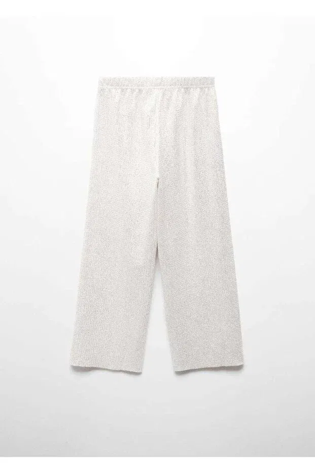 Детские брюки прямого кроя для девочек Metallic straight cut trousers Mango Kids, Silver Color — фото 3