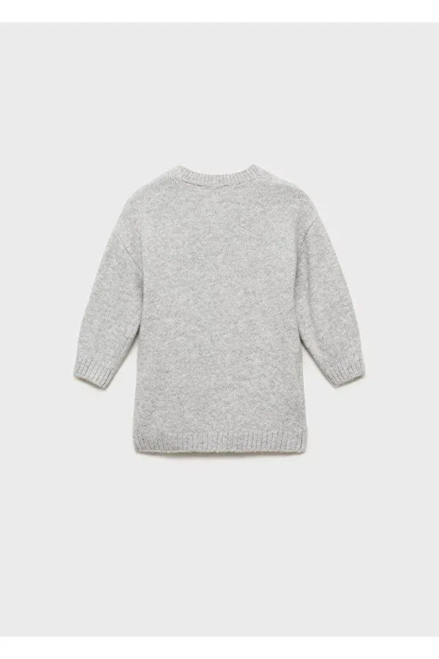 Детское платье-трапеция из трикотажа с длинным рукавом Mango Baby, Medium Grizzly Gray — фото 2
