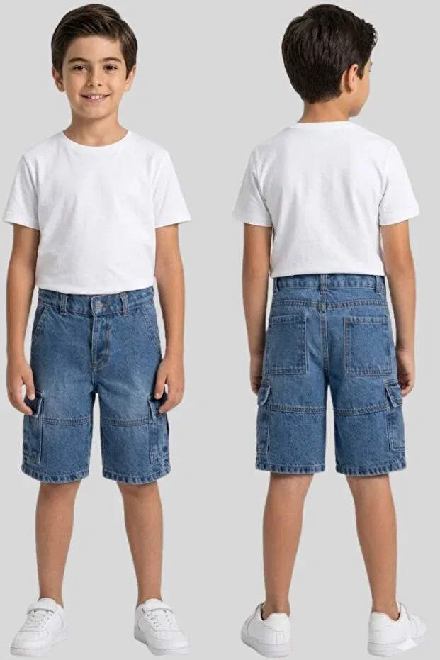 Детские шорты для мальчиков джинсовые с принтом Ww Waka Waka Kids Store, Indigo — фото 3