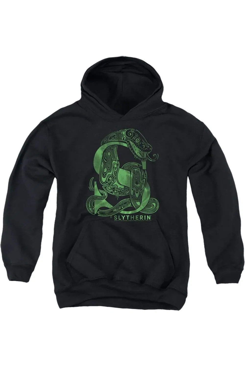 Детское худи с капюшоном с принтом Slytherin S Logo Harry Potter Gildan, черный
