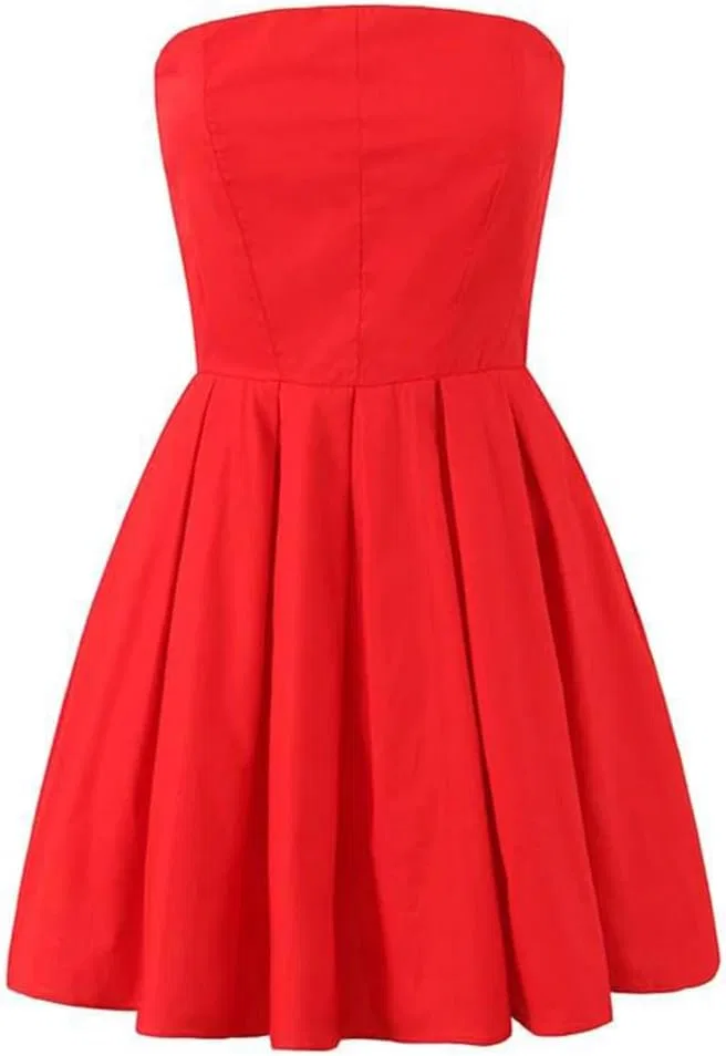 Женское короткое корсетное платье без бретелек, Red