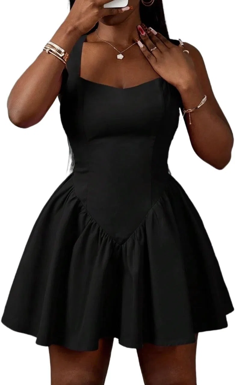 Женское повседневное платье с открытой спиной Sleeveless Backless, Black