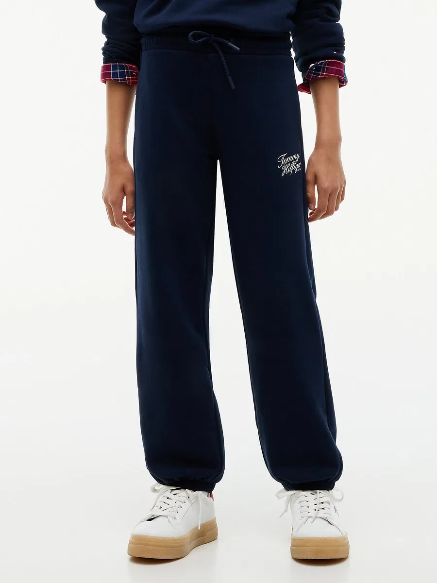 Зауженные брюки TOMMY HILFIGER темно-синего цвета — фото 2