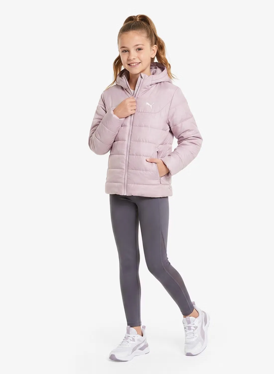 Худи-куртка утепленная с капюшоном Youth Essential Puma, розовый — фото 4