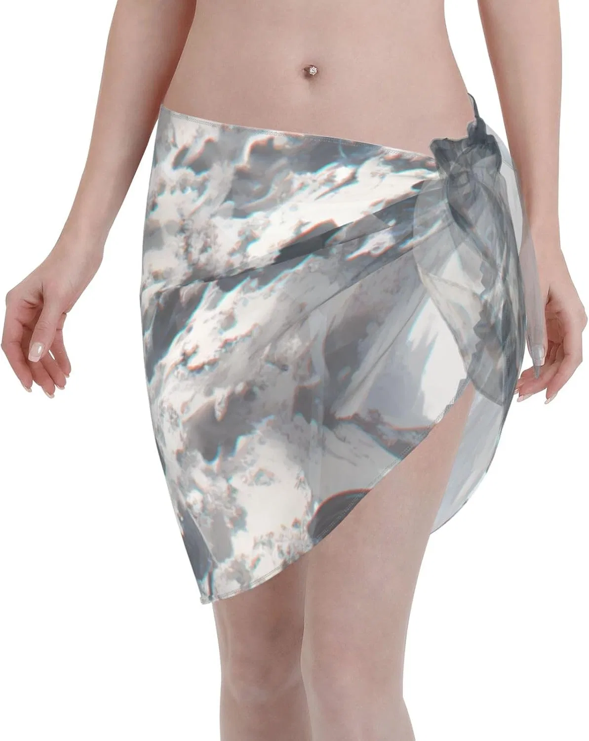 Женская пляжная накидка с принтом Sarong, Gray/White