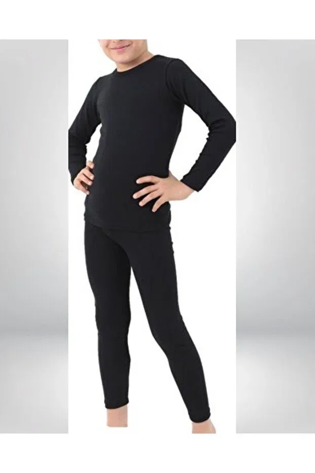 Детские термолеггинсы для девочек хлопковые Seburam Collection, Black — фото 3