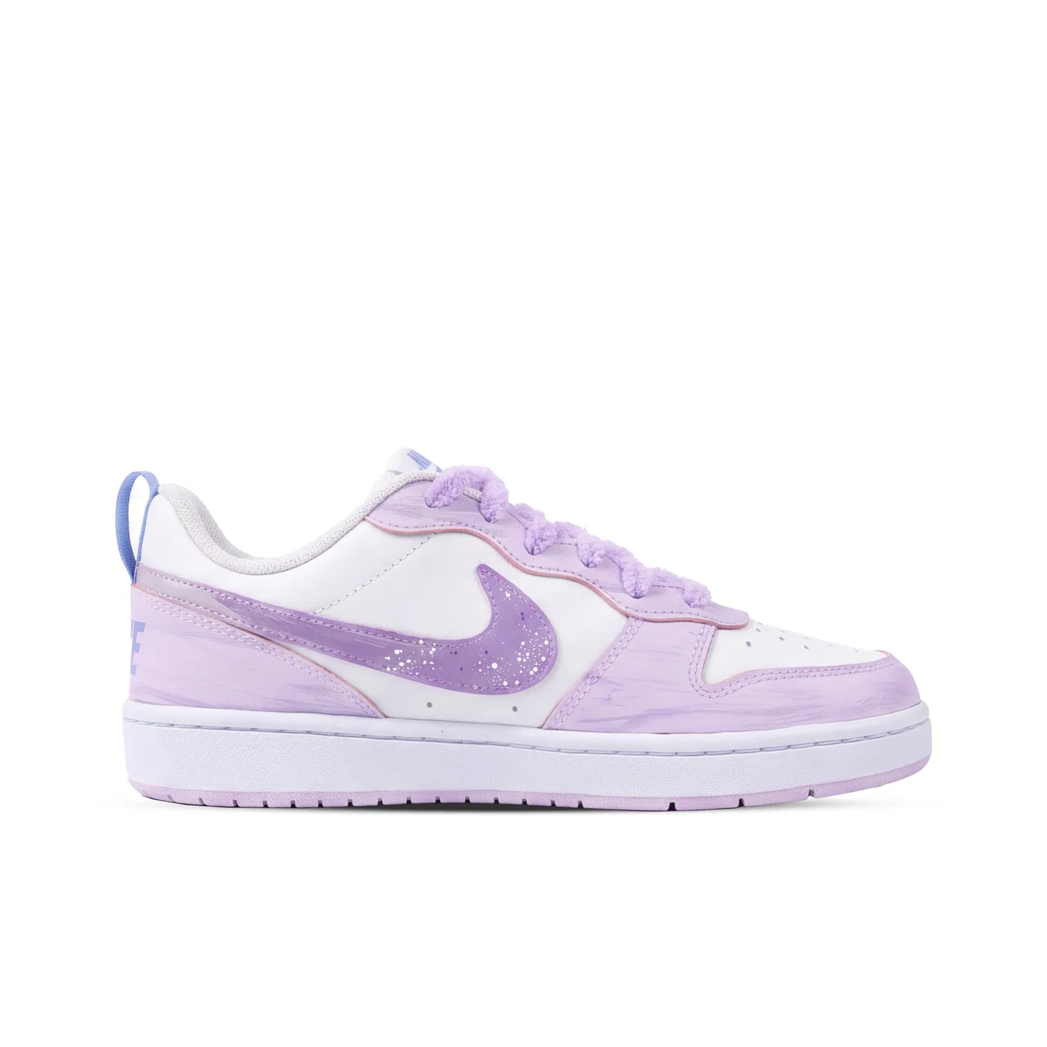 Детские кеды для скейтбординга с ручной росписью Nike COURT BOROUGH RECRAFT, White Purple — фото 4