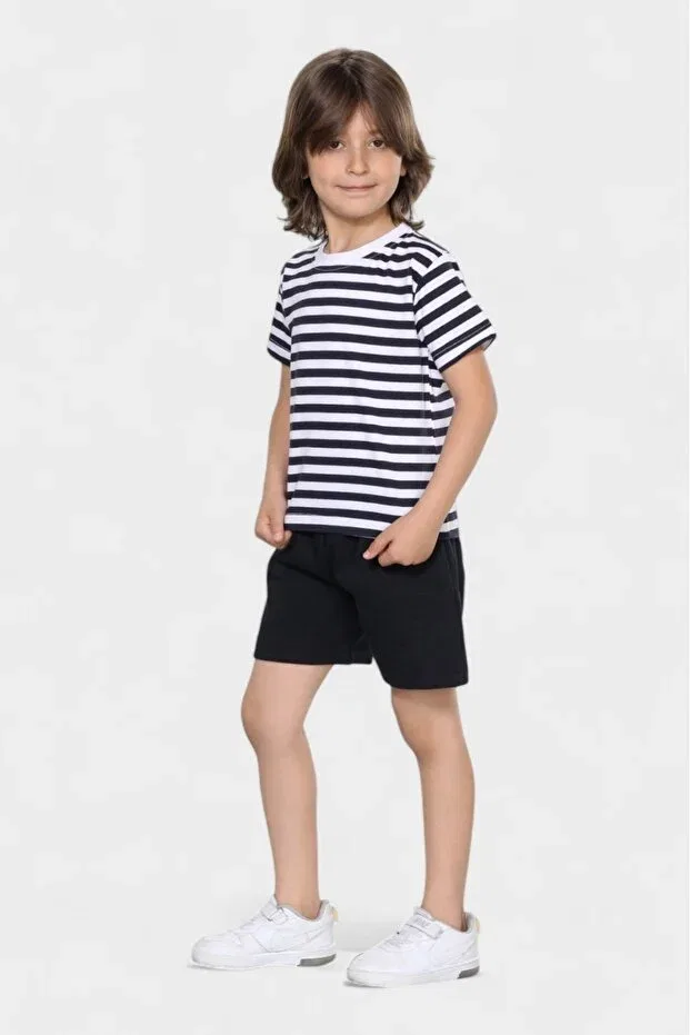Детские шорты для мальчиков хлопковые Organic cotton combed cotton shorts Pour La Riviere, Navy Blue — фото 4
