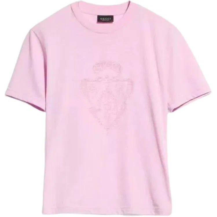 Футболка GUCCI классическая, свободная посадка, светло-розовый