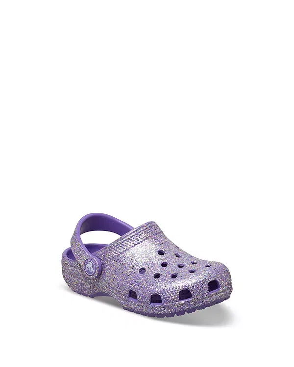 Детские сабо с блестками Unisex Classic Fantasy Glitter Clogs Crocs, фиолетовый